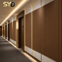 Panel Dinding Kayu WPC Motif Serat Kayu untuk Dekorasi Interior dan Pelapis Dinding di Kantor dan Hotel