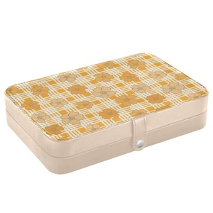 Hawaiian Puakenikeni Flower Mini Travel <b>Case</b> Custom Print Velvet Jewelry Storage Box PU Leather Small Jewelry Storage Organizer - Product Image 3