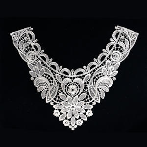 Diseño personalizado de encaje blanco cuello bordado encaje tela cuello encaje escote cuello floral para mujer - Product Image 4