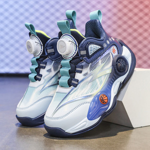 Chaussures de <span class=keywords><strong>basket</strong></span>-ball pour enfants Tissu extensible Maille respirante Haute/Mi-haute Bouton Semelle intermédiaire en TPR Semelle extérieure en coton Chaussures de sport pour garçons et filles - Product Image 2