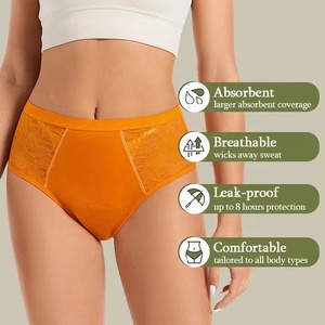 Intiflower Culotte menstruelle en coton bambou étanche à 4 couches, dentelle personnalisée, marque blanche, pour femmes - Product Image 2