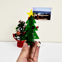 Support de présentation d'arbre de Noël miniature en acrylique 3D personnalisé, écologique, décoration de bureau pour la maison, cadeau festif