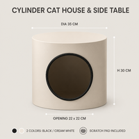 Table d'appoint cylindrique YAOYUE pour chat, en métal, avec griffoir, noir, crème, blanc, diamètre 35 x hauteur 30 cm