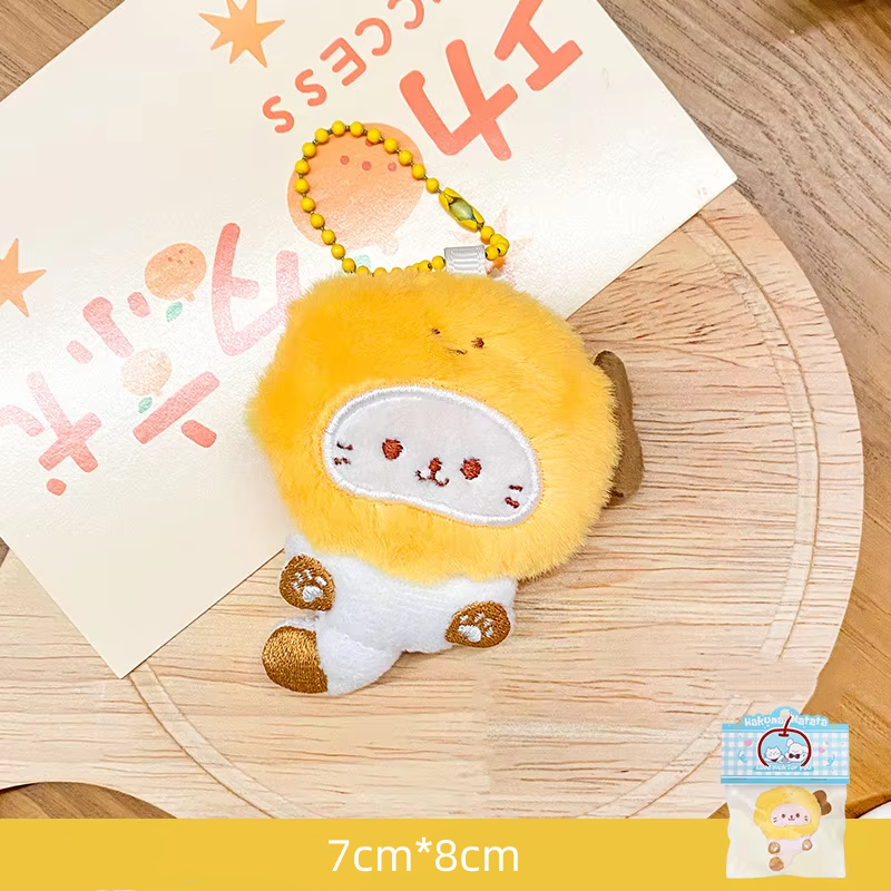 Pendentif en peluche de chaton avec cuisse de poulet - émet un son lorsqu’on le presse