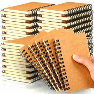OUTUS FC409643 100 Pcs Memo Pads 5 X 3'' <b>Small</b> Pocket Spiral Journal <b>Notepad</b> Ruled Notebook Sketchbook Kraft Cover 120 Pages - Product Image 1