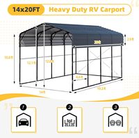 Abri métallique pour camping-car 4x20x13 pieds, abri de toit en acier galvanisé robuste, garage extérieur pour camion, bateau, SUV