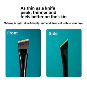 Pinceau de maquillage en poudre ultra-fin sans trace, non comédogène, de qualité supérieure, à tête plate polie en une seule ligne, pour fond de teint - Product Image 5
