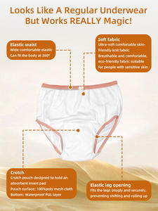 Многоразовые тонкие трикотажные трусы для взрослых с логотипом на талии - Product Image 4