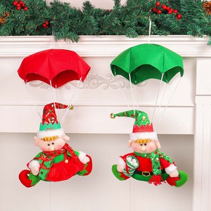 Wholesale Red Green Parachute <b>Elf</b> Pendant <b>Christmas</b> Plush <b>Elf</b> Doll Xmas Home Ceiling Hanging <b>Decor</b> - Product Image 1