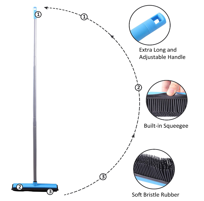 Оптовая продажа, телескопическая Волшебная резиновая щетка для чистки шерсти домашних животных, силиконовая Волшебная щетка, уборочная щетка для ковров