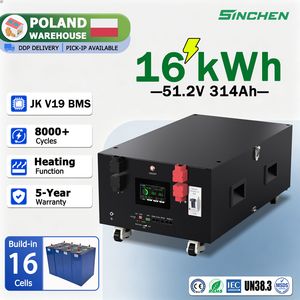 แบตเตอรี่ลิเธียมไอโอเฟอร์รัส (LiFePO4) แบบเรียงซ้อนแนวนอน 51.2V 314Ah ของ EU จำนวน 16 ยูนิต แบบขนาน 48V สำหรับระบบออฟกริดในบ้าน - Product Image 1