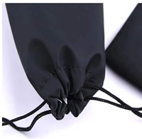 Sac à lunettes portable à double cordon de serrage, noir, rectangulaire, avec remise en gros en stock