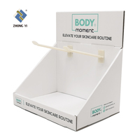 Support d'affichage de comptoir de vente au détail recyclable personnalisé CDU, crochets, supports en carton pour comptoir