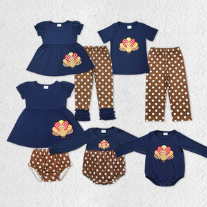 Ensemble 2 pièces pour filles et garçons, haut imprimé dinde avec pantalon, vente en gros, vêtements pour enfants pour Thanksgiving - Product Image 6