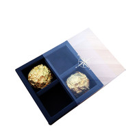 Boîtes d'emballage personnalisées en carton pour chocolats, boîtes vides bleu foncé pour macarons avec gaine gaufrée, pour aliments pour bébés et chips