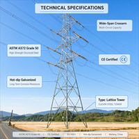 Tour de transmission d'énergie tubulaire en acier à quatre poteaux de 50 mètres avec revêtement galvanisé à chaud pour projets de lignes aériennes haute tension