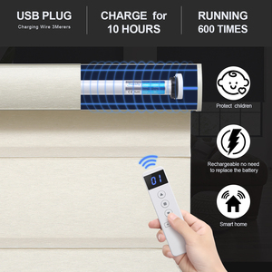 Tende a Rullo Elettriche Impermeabili con Protezione Solare, Stile <span class=keywords><strong>Zebra</strong></span> a Doppio Strato Senza Corde per Finestre Francesi - Product Image 2