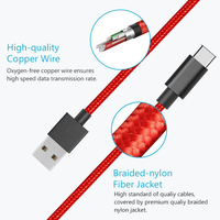 Kabel Data Transfer USB Type C Nylon Braided Berkualitas Tinggi 1m 2m 3A Pengisian Cepat untuk Ponsel