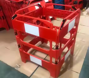 Barrières de sécurité routière pliables en plastique de haute qualité, amovibles et extensibles, pour travaux routiers, couleur rouge - Product Image 3
