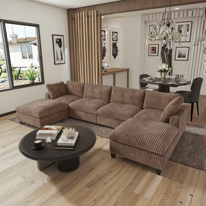 Sofá de tela para sala de estar, sofá de esquina minimalista moderno para el hogar, combinación de muebles, sofá de tela con marco sólido Nórdico - Product Image 6