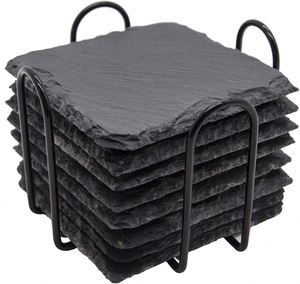 Eco Friendly Natural Cup Mat With Anti-Scratch Backing Accept Customize <b>Slate</b> Stone Coaster - Product Image 1