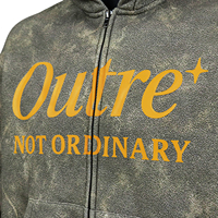 TOPSHOW Sweat à capuche zippé épais avec logo personnalisé, en molleton de coton 400 GSM, coupe oversize, style streetwear, effet vieilli, vente en gros OEM