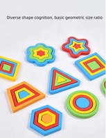 Mainan kayu edukasi dini matematika pengajaran warna kognisi anak puzzle montesori blok bentuk geometris papan yang cocok