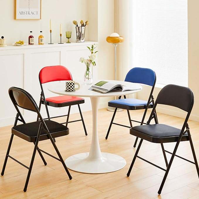 Multiple Colors Padded Folding Chairs Set of 6 Folding Chairs with Padded Seats Steel Frame Premium Upholstered Folding Chairs