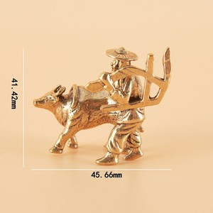 Figura de bronce KI Tengqiao de granjero cultivador, anciano y vaca, mascota de té de cobre para oficina, regalo de colección artesanal - Product Image 2