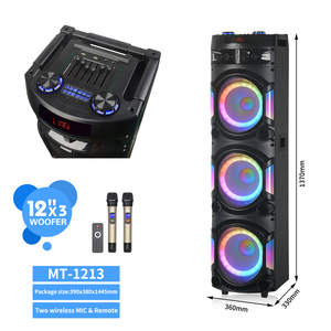 100W công suất cao Ba 12-inch Bass RGB bên bằng gỗ DJ loa không dây độ trung thực cao Karaoke Loa răng Xanh - Product Image 5