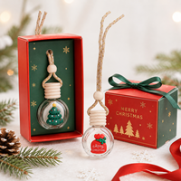 Bouteille diffuseur de voiture en verre plat de 10 ml, réutilisable, avec cordon décoratif, motif Père Noël, bonhomme de neige, sapin de Noël, pour la vente en gros