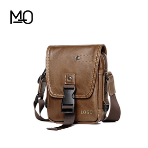 Mini Fashion Waterproof PU Leather Crossbody <strong>Shoulder</strong> <strong>Bag</strong> Men's Stylish Messenger Tote <strong>Mobile</strong> <strong>Phone</strong> Case Pouch Embossed Logo - Product Image 2