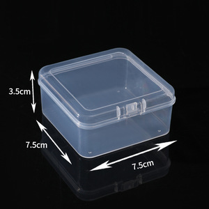 Caja de almacenamiento de plástico transparente de 7,5 cm cuadrada con tapa para organizadores de joyas - Product Image 1