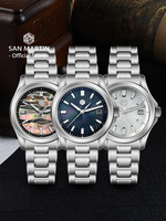 Montre Gada San Martin 2027 39 mm avec cadran guilloché en nacre, acier inoxydable luminescent, mouvement Miyota 9015, montre automatique mécanique de luxe pour homme