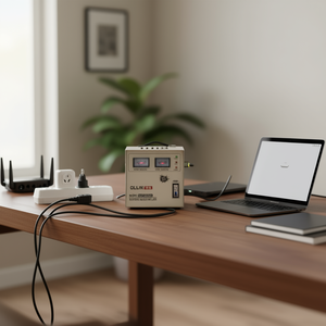 Stabilisateur de tension servo 3 kVA monophasé AC OLLIN SVC-3000VA avec écran LCD en cuivre, protection contre les surtensions 50/60 Hz pour la maison et le bureau - Product Image 2