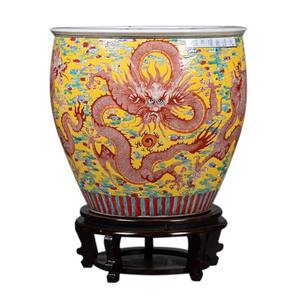 Antico cinese grande drago giallo decorativo dipinto a mano porcellana interna <span class=keywords><strong>vaso</strong></span> di <span class=keywords><strong>fiori</strong></span> <span class=keywords><strong>da</strong></span> giardino <span class=keywords><strong>esterno</strong></span> <span class=keywords><strong>vaso</strong></span> grande - Product Image 1