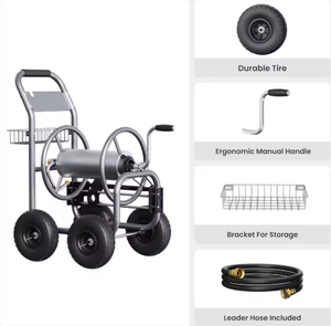 <span class=keywords><strong>Chariot</strong></span> à main mobile de <span class=keywords><strong>tuyau</strong></span> d'<span class=keywords><strong>arrosage</strong></span> de transport de stockage de roue d'outil d'irrigation de jardin en métal - Product Image 5