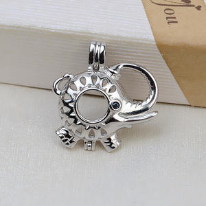 Collier avec pendentif éléphant en argent S925, style européen et américain, accessoires de bricolage, perle vide sans trou, taille de la cage 7-8 mm - Product Image 2