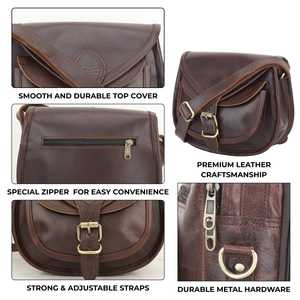 Handmade Leather Heritage Vintage Brown Landscape Crossbody Tote <b>Shoulder</b> Bag with Adjustable <b>Strap</b> for Unisex Travel Gift - Product Image 2