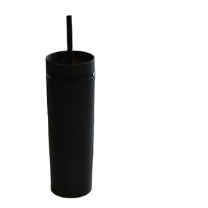 Échantillon GRATUIT – Gobelet en plastique réutilisable à double paroi de 16 oz, couleurs assorties, avec paille et couvercles - Product Image 5