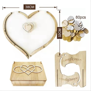 Décorations de mariage HOYE CRAFTS, cadre <span class=keywords><strong>en</strong></span> <span class=keywords><strong>bois</strong></span> <span class=keywords><strong>en</strong></span> forme de cœurs, livre d'or de mariage - Product Image 4