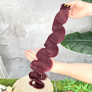 # Extensions de cheveux humains ondulés bordeaux 99J, tissage brésilien vierge, couleur rouge vin, double trame, 100% cheveux Remy - Product Image 4