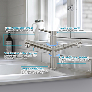 High-pressure kitchen <strong>faucet</strong> with commercial-grade pull-down <strong>sprayer</strong> ideal for heavy-duty food preparation and cleaning - Product Image 4