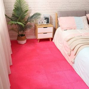 Alfombrillas de piso entrelazadas rectangulares de color sólido antideslizantes para dormitorio infantil, diseño moderno, cobertura total, fáciles de limpiar - Product Image 3