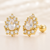 Boucles d'oreilles minimalistes en argent sterling 925 vermeil avec zircon en forme de goutte d'eau pour femmes, bijoux fins