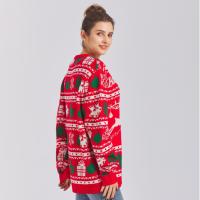 Pull en tricot respirant rouge à motif de dessin animé, 100 % acrylique, col rond, pull de Noël, pull d'hiver confortable, cadeau de fête pour la famille
