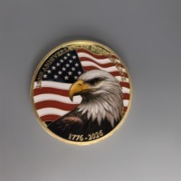 Pièces de monnaie commémoratives plaquées or 3D pour le 250e anniversaire des États-Unis, avec signature de la Déclaration et aigle chauve, vente en gros