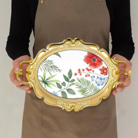 Vente en gros de plateau en PP doré pour la fête de mariage ou le stockage de bonbons biscuit plat de riz en or