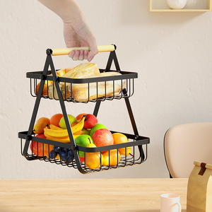 Corbeille à fruits rectangulaire en métal, support de rangement pour fruits de bureau, pour organisateur de cuisine - Product Image 3