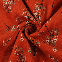 Nouvelle mode polaire douce, matière première en Polyester, Design à rayures extensibles, tissu en velours côtelé imprimé Floral 21W pour la couture de robes